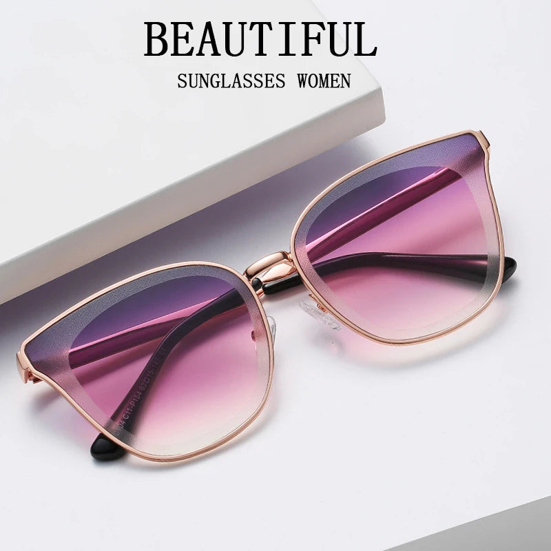 Cat Eye Sunglasses Women Luxury Oversized Fashion Glasses Vintage Pink Shades