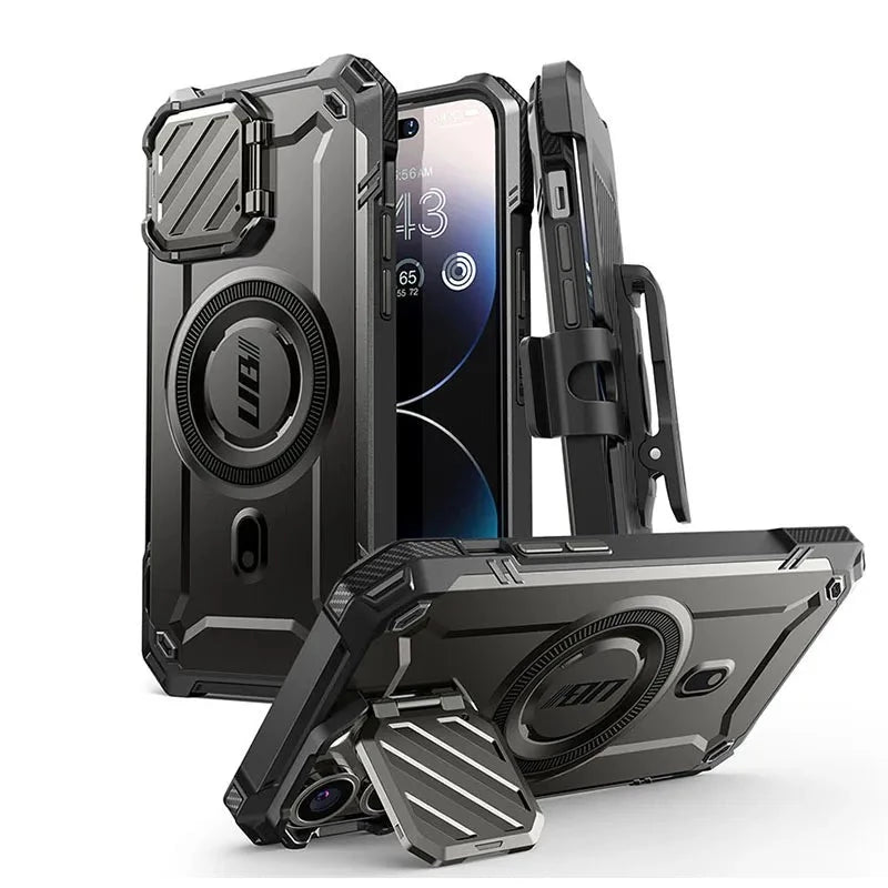 For iPhone 14 Pro Max/For iPhone 13 Pro Max Case UB Mag XT Full Body Rugged Case with Camera Cover & Built-in Kickstand