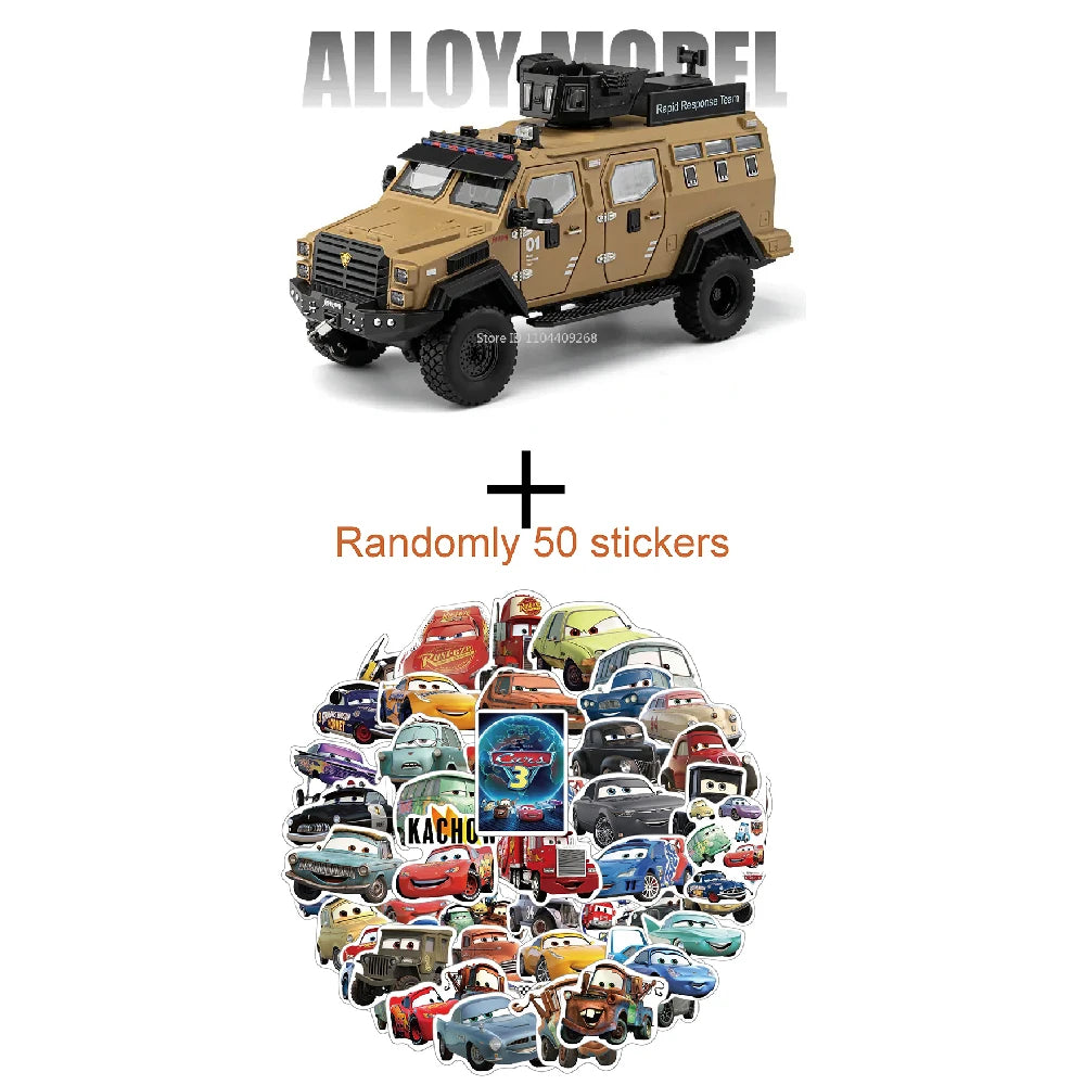 Scale 1:24 Sabertooth Car Model Toy Doors Opened Pull Back Metal Diecast Shock Absorption Armored Vehicles Desktop Ornaments