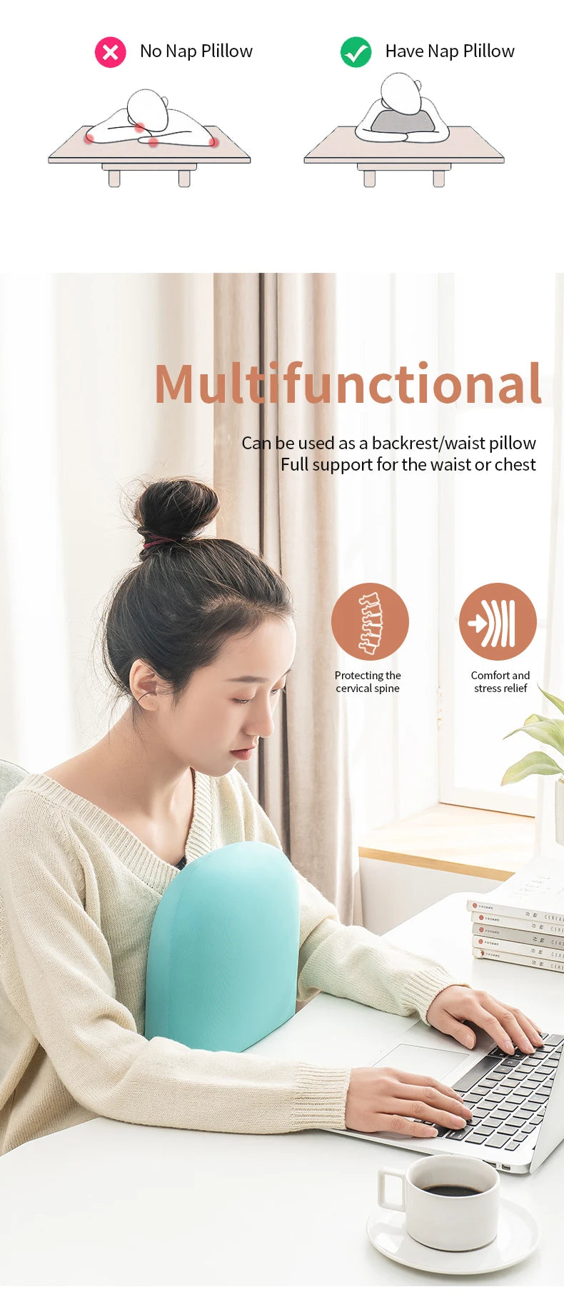 Multifunction Memory Foam Neck Pillow Slow Rebound Soft Travel Pillow for Sleeping Cervical Health Massage Nap Pillows