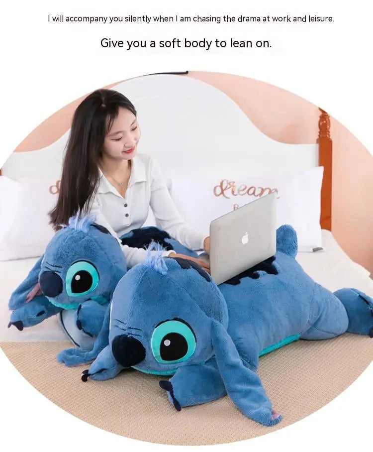 Giant 100cm Disney Stitch Plush Stuffed Doll Blue Kawaii Cartoon Animal Sofa Sleeping Soft Pillow Toys  Girls Birthday Gift