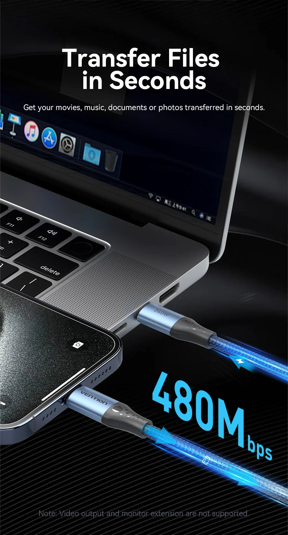 240W USB C to Type C Cable PD3.1 Fast Charging USB C to C Data Cable for MacBook iPhone 16 15 Samung Fast Charging Wire