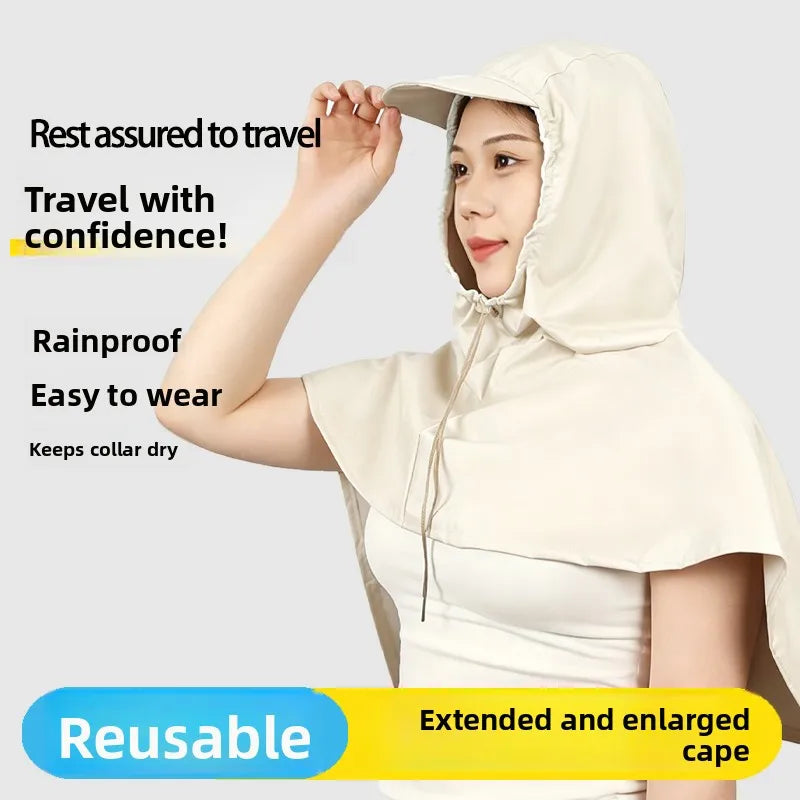 Waterproof Cycling Rain Poncho with Drawstring Hood for Outdoor Work