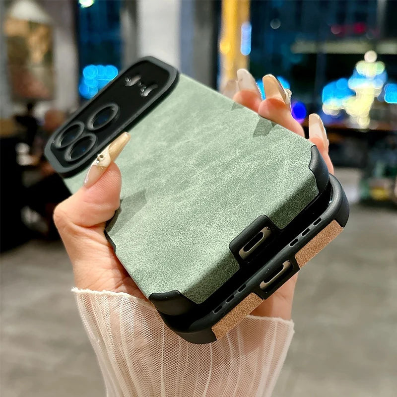 Luxury Leather Lambskin Shockproof Phone Case For iPhone 17 16 Pro Max 17Air 15 14 Plus Matte Cover