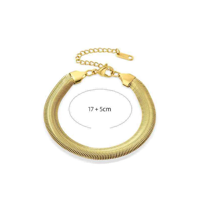 Minimalist Stainless Steel Snake Chain Bracelet for Women Gold Color Wide Chain Bracelets Bangles