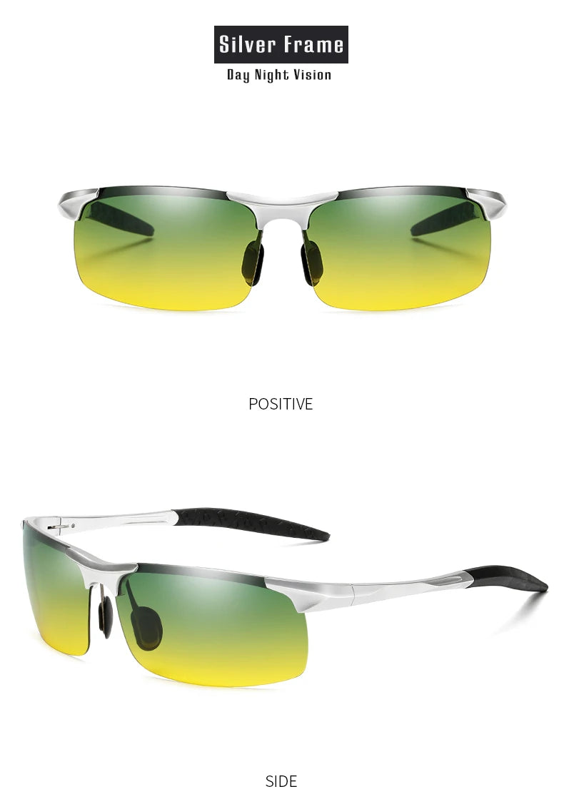 Aluminum Frame Photochromic Polarized UV400 Day Night Driving Safety Sunglasses for Men