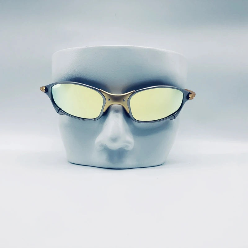 Polarized UV400 MTB Bike Cycling Sunglasses – Silver Metal Frame Riding Fishing Eyewear