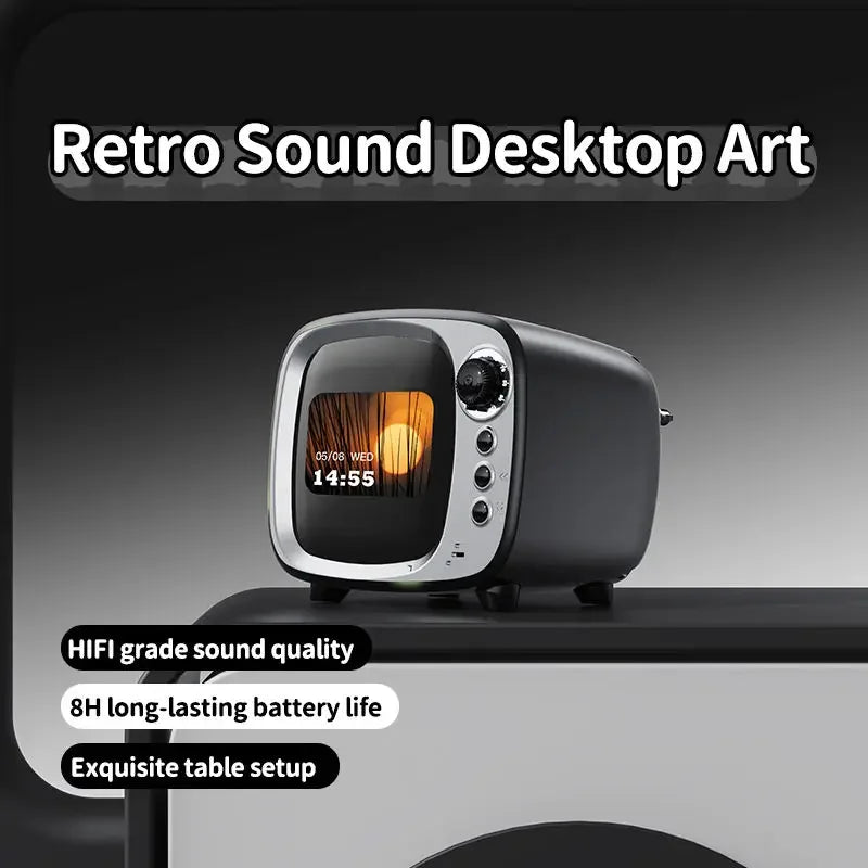 Pro Bluetooth Speaker with Lyrics Display Retro Wireless Alarm Clock HiFi Sound Powerful Bass Portable Desktop Music Player