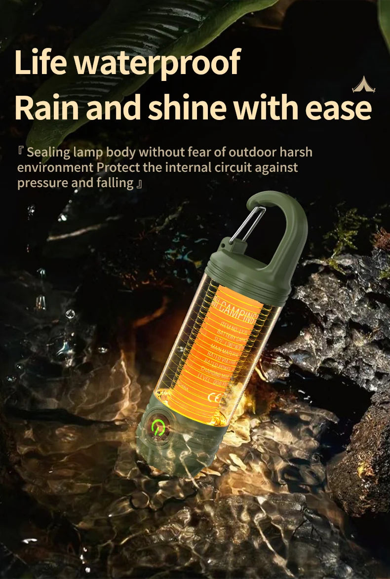 Rechargeable LED Camping Light Hanging Flashlight with 3 Light Modes SOS Emergency Portable Lantern