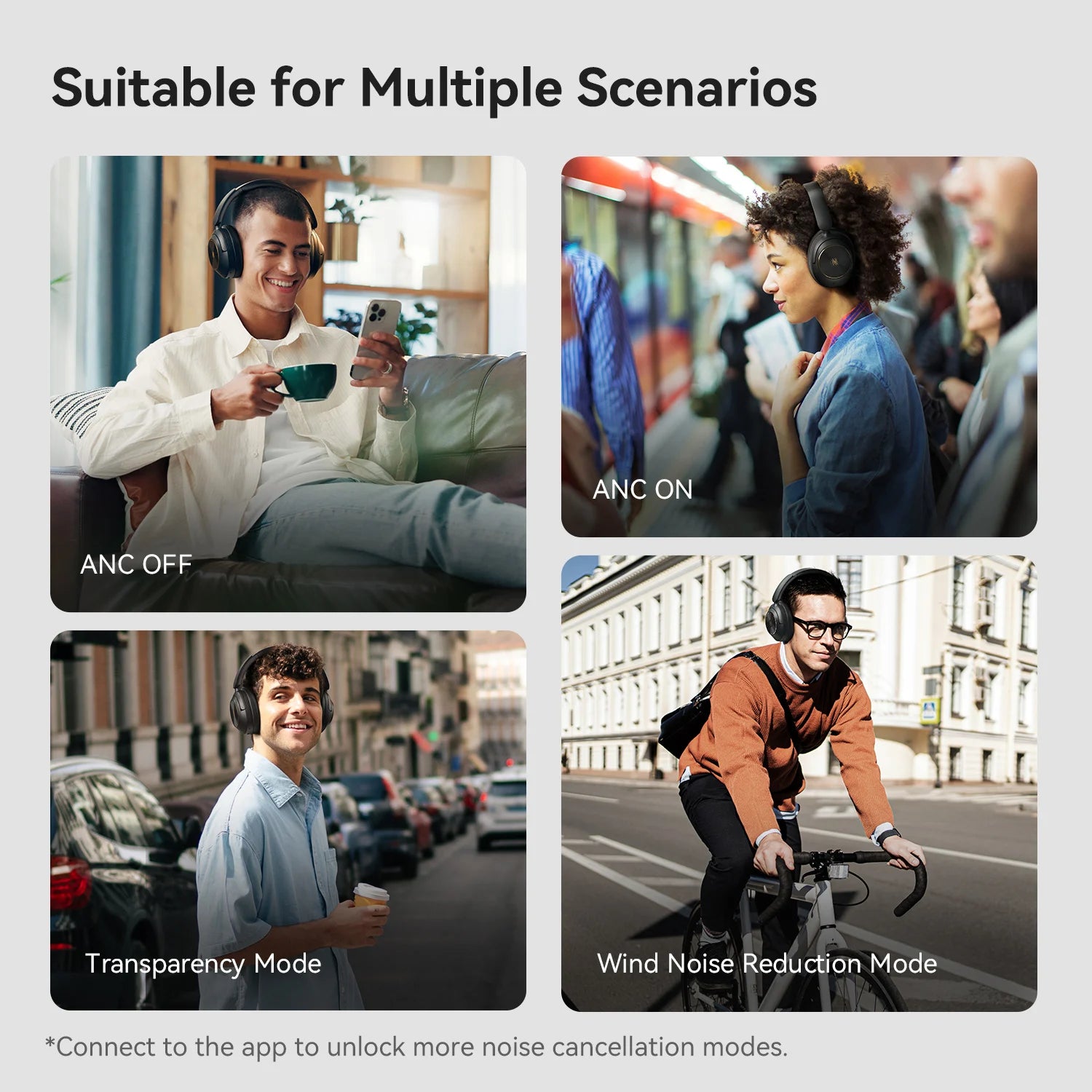 A6 ANC Wireless Bluetooth 6.0 Headphones -48dB Hybrid Active Noise Cancelling Over Ear Headset With Mic Hi-Res LDAC APP