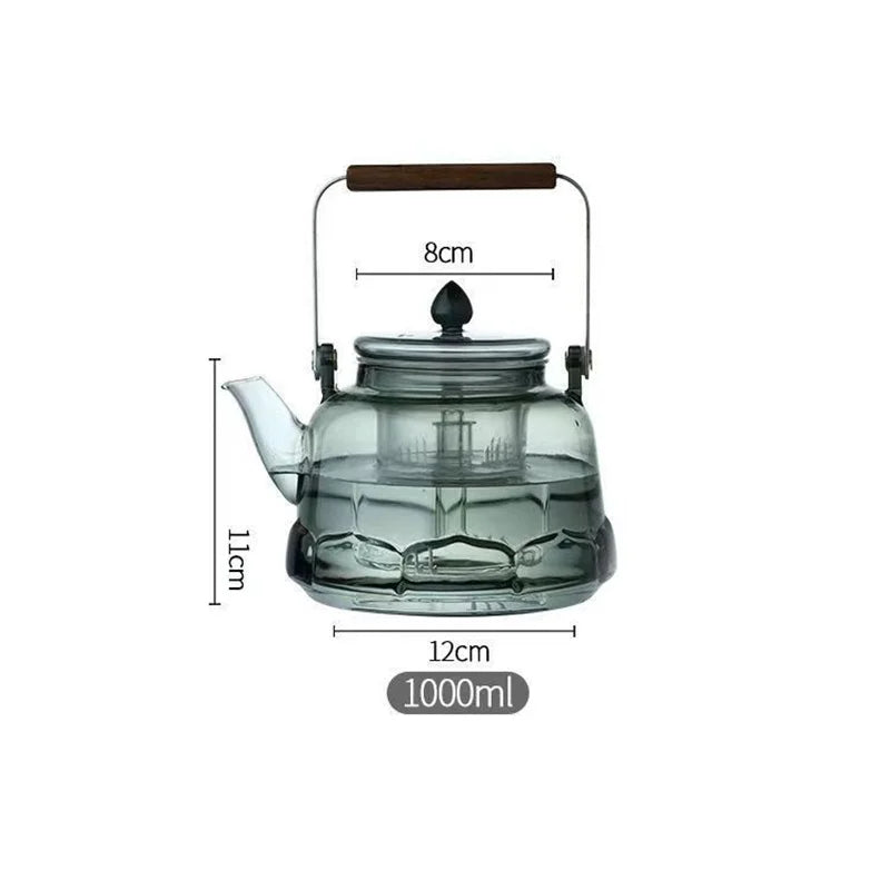 1000ml Lotus Shape Heat-resistant Glass Teapot With Tea Strainer Infuser  Steaming and Boiling Flower Puer Kungfu Beam Tea Pot