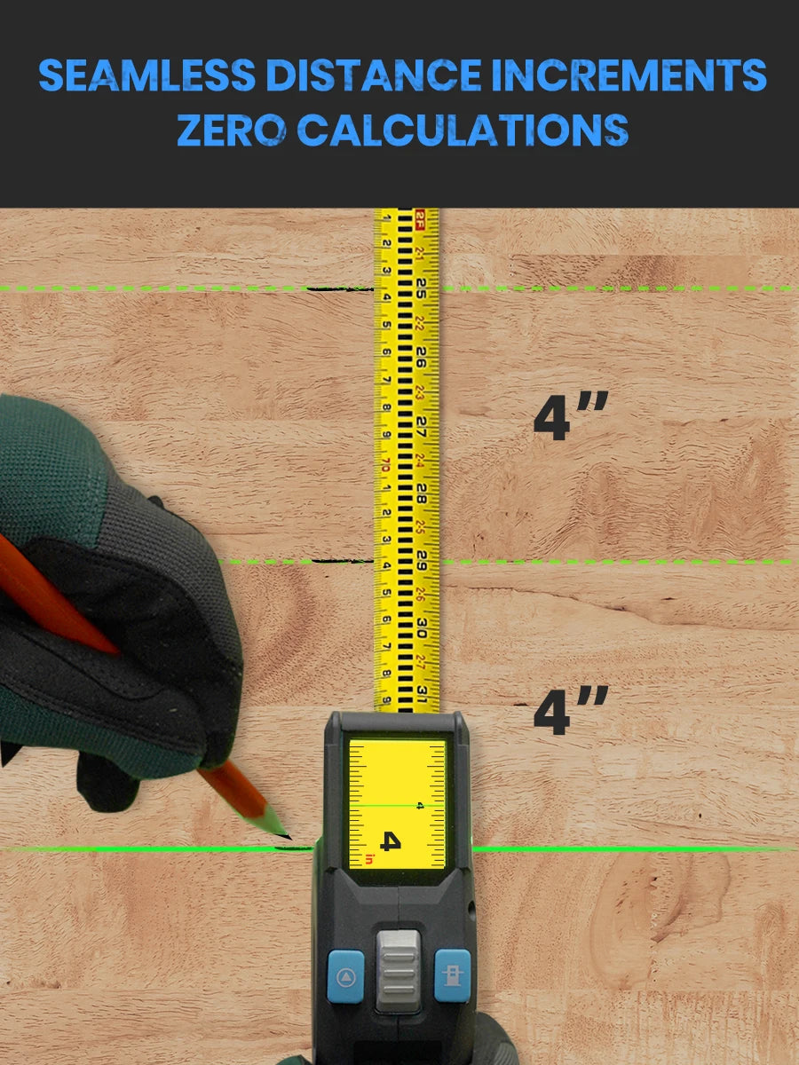 100M Laser Tape Measure Rechargeable Digital Distance Meter with Green Laser Line & IPS Display