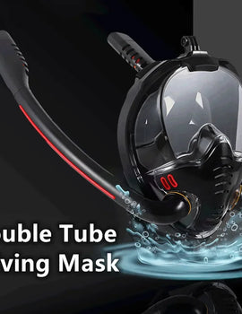 Snorkeling Mask Double Tube Silicone Full Dry Diving Mask Adult Swimming Mask Diving Goggles Self Contained Underwater Breathing
