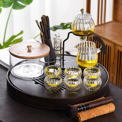 Lantern Model Glass Teapot Modern Decoration Kung Fu Teapot Drinkware Transparent Glass Tea Set 6 Cups For Drink