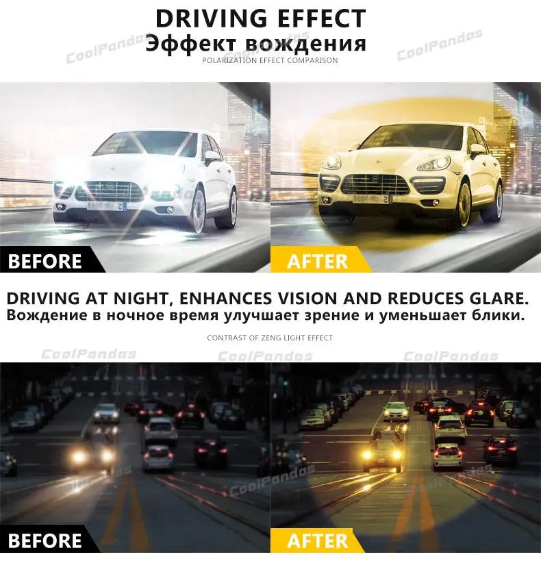 Carbon Fiber Square Photochromic Polarized UV400 Day Night Driving Sunglasses for Men Women