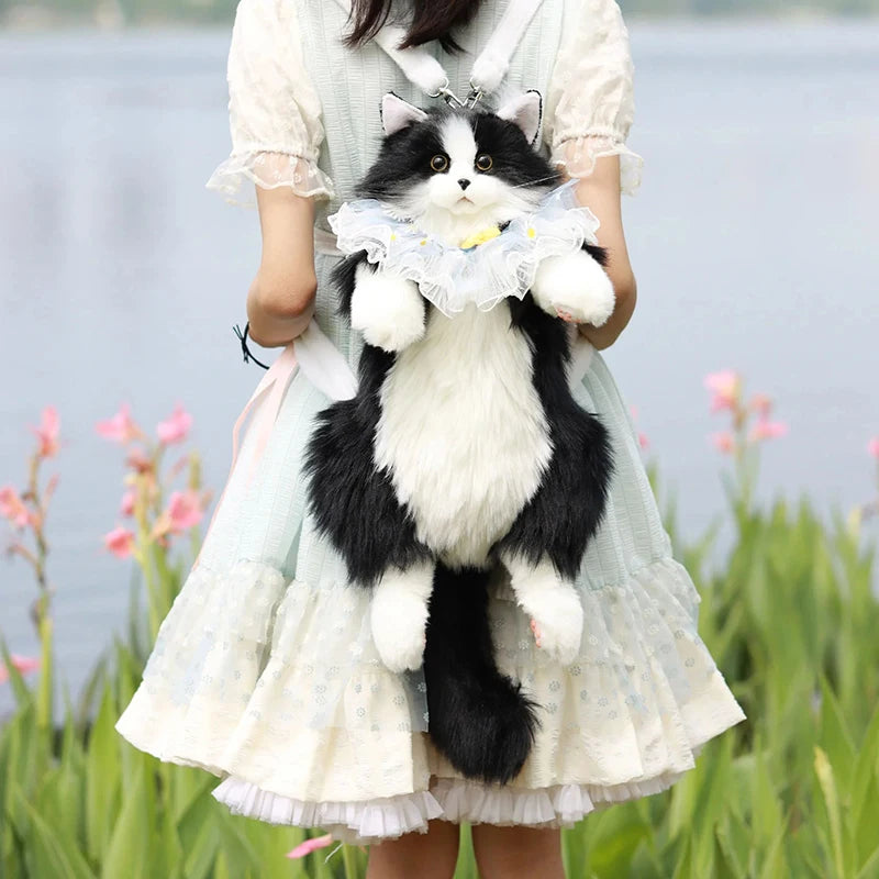 Mini Calico Cat Plush Backpack Soft Shoulder Bag