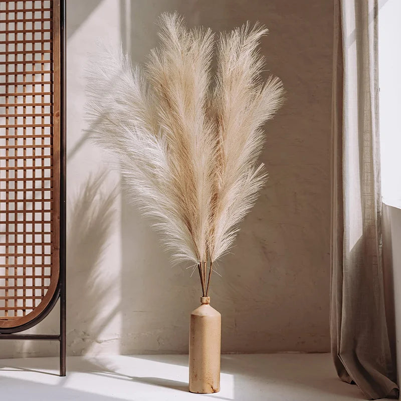 100cm Artificial Pampas Grass Fluffy Fake Reed Flowers 1pc Home Bedroom Party Decoration Wedding Decor Accessories Faux Flowers