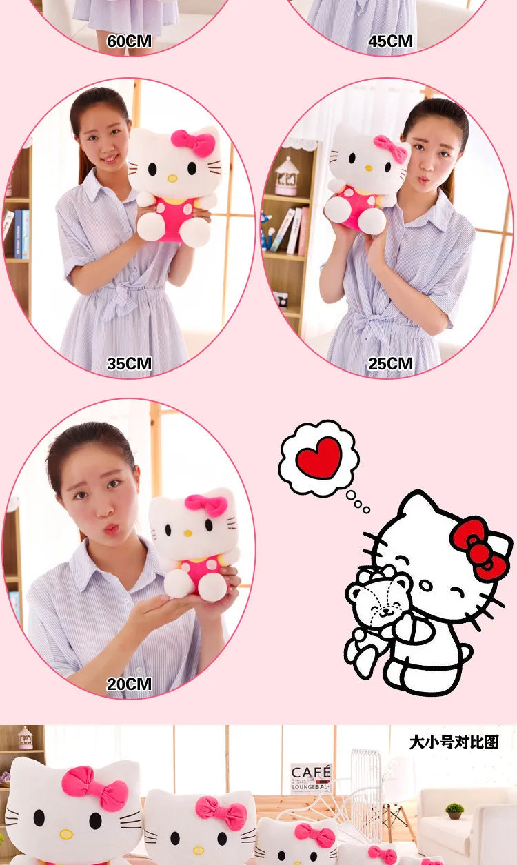Sanrio Kawaii Hello Kitty Plush Toy KT Cat Stuffed Doll Cute Kitty Soft Toy for Kids Birthday Gift Perfect for Girls and Kids
