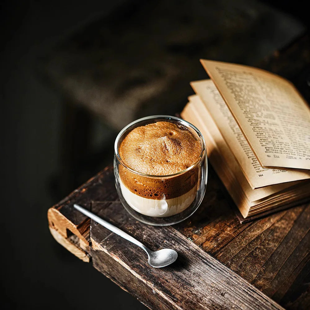 2/4pcs Double Walled Glass Coffee Cup Set Of 240/300ml Cup With Insulated Layer For Latte Cappuccino Heatresist Teacup Milk Mug