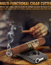 Cigar Cutter,5 in 1 Cigar Cutter Set,Built-in Cigar V Cutter, Flat Cutter, Cigar Punch, Cigar Draw Enhancer and Cigar Holder