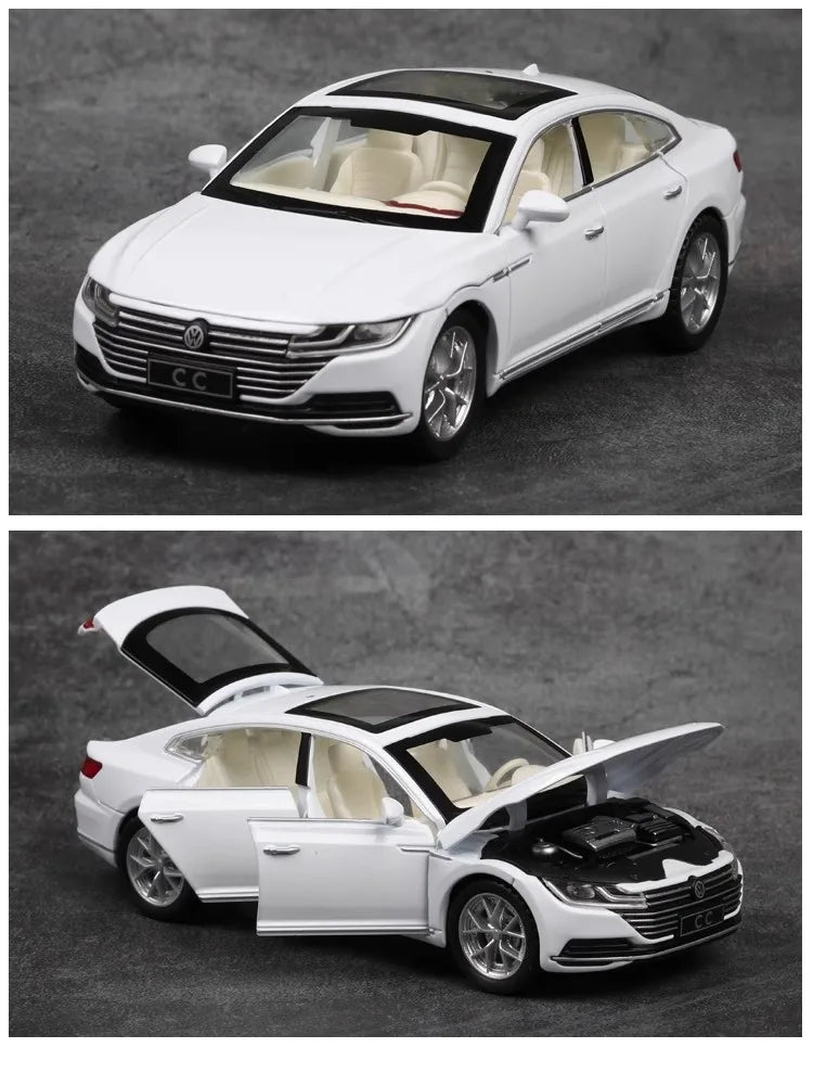 1:32 Scale Volkswagen CC Alloy Car Diecast Model Collect Hobby Model Ornaments Gift For Friend Boys Sound Light Pull Back Toys