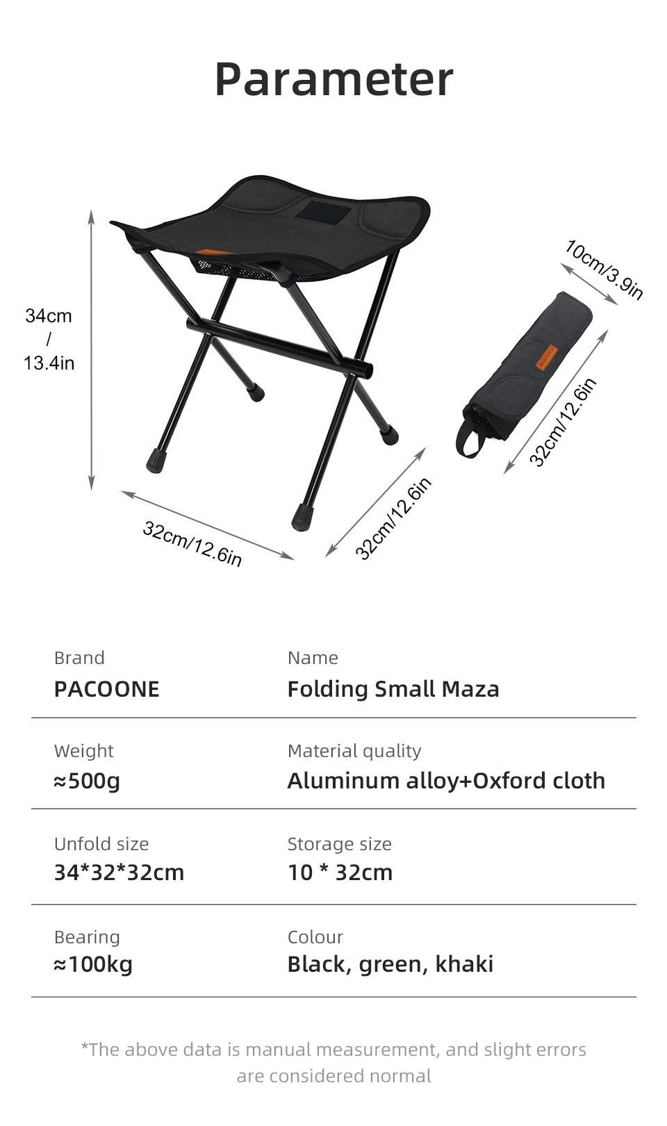 Portable Ultralight Foldable Camping Stool  Sturdy Aluminium Alloy, Outdoor Walking, Hiking and Fishing, Bearing 180kg