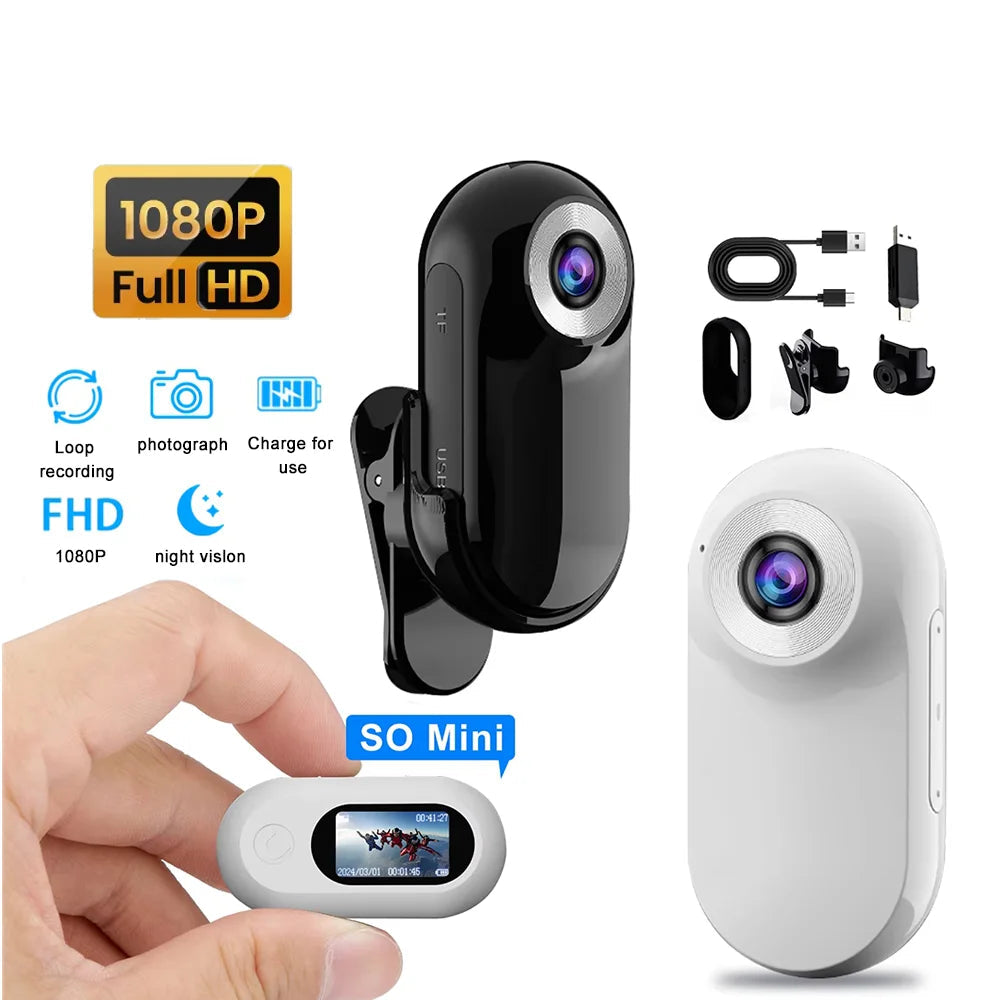 1080P Thumb Camera Portable Mini Action Camera megnetic Attraction Helmet Cam Pet Sport Video Recorder 0.96 Inch Display Bodycam