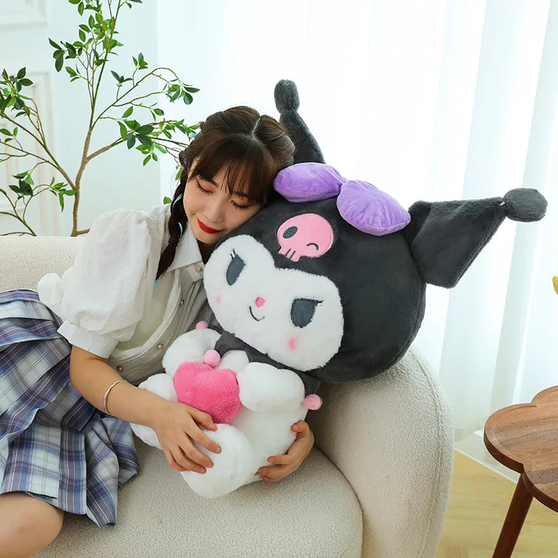 Sanrio Kawaii Kuromi My Melody Cinnamoroll Plush Toy Stuffed Doll for Kids Birthday Xmas Gift Large Cute Pillow for Sleeping