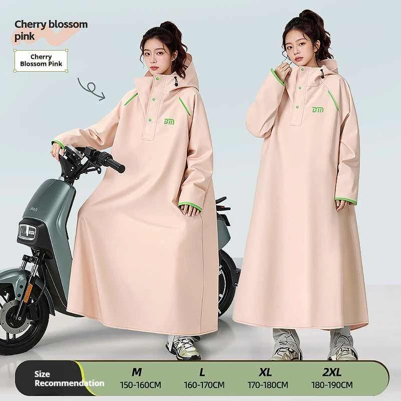 Thickened Full Body Waterproof PVC Raincoat for Motorcycle and Electric Scooter Riding