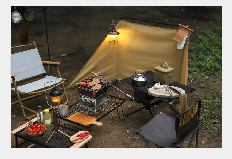 Windshield Camping Portable Foldable Windproof Tent Camping Barbecue Windshield Cloth Triangular Wind Screen