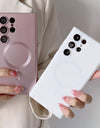 Metal Matte For Magsafe Magnetic Wireless Charger Case for Samsung S24 S23 Ultra S22 Plus S21 Shockproof Soft Silicone Cover