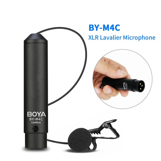 Microphone Professional Clip-On Cardioid XLR Lavalier Microphone Mic for Sony Canon Panasonic Camera Camcorders