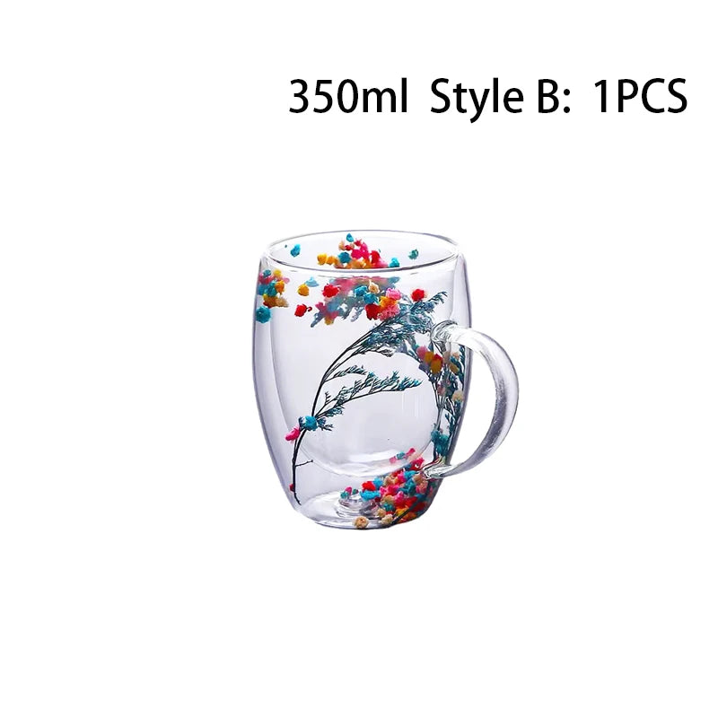 1/2/4PCS Double Wall Clear Glass Coffee Mugs Double Insulated Glass Cup For Hot Cold Beverages Cappuccino Espresso Cup