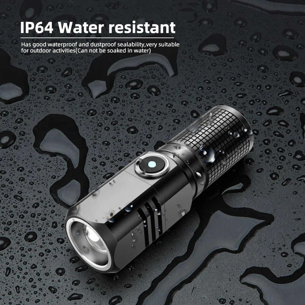 Mini XHP50 LED Flashlight Rechargeable USB Zoom Torch Super Bright Portable Camping Light