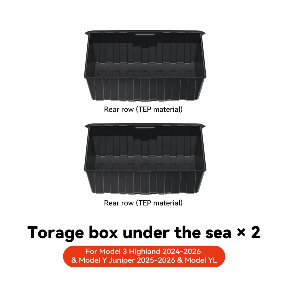Under Seat Storage Drawer Organizer for Tesla Model Y 2021 2024 Felt ABS Hidden Storage Box