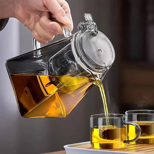 High Borosilicate Glass Tea Pot with One Touch Tea Separation Filter 1000ml