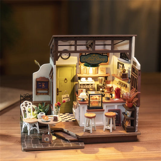 NO.17 Cafe 3D Puzzle DIY Miniature Dollhouse Kit Crafts Hobbies