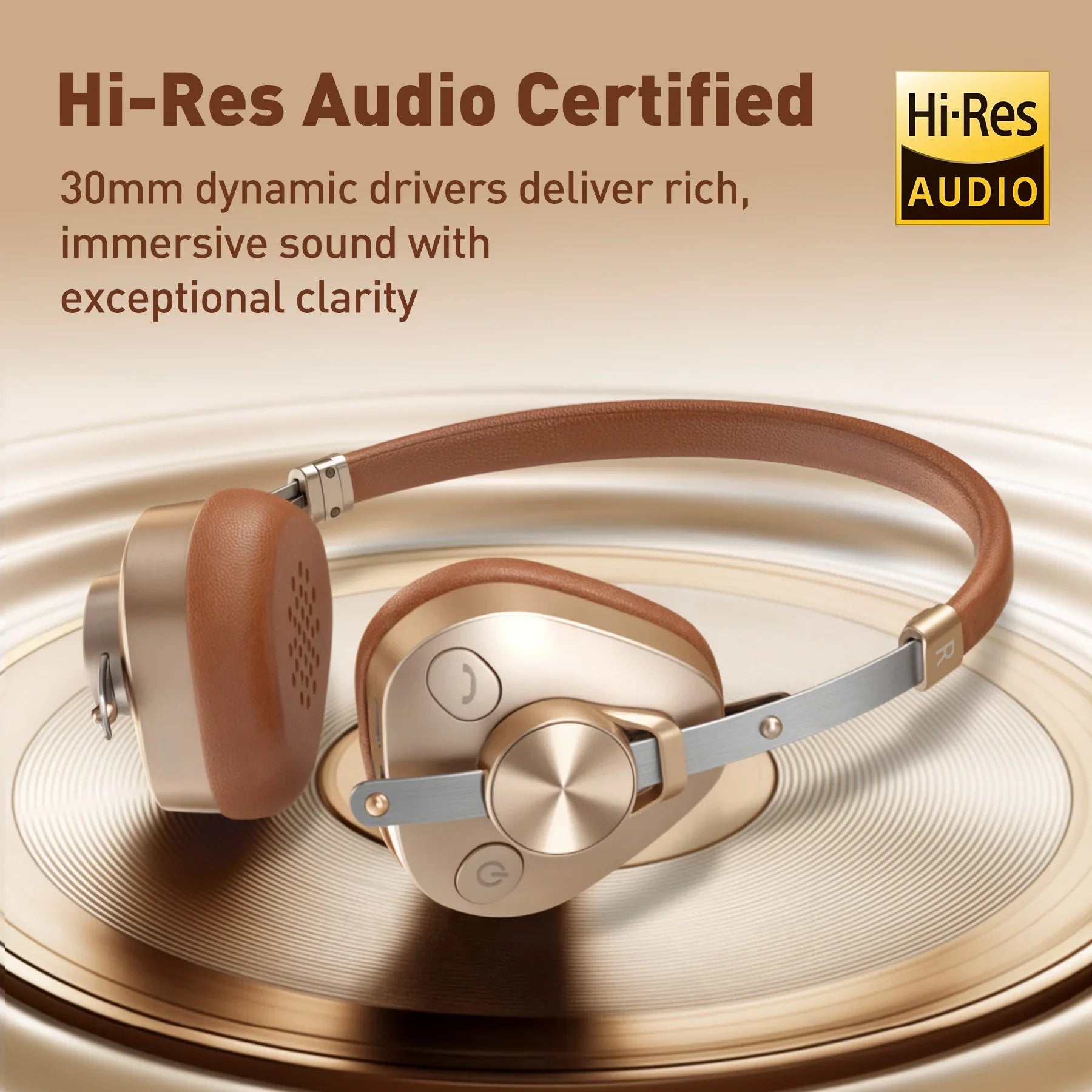 F4 Retro Wireless Bluetooth Headphones Hi-Res Audio On Ear Bluetooth 5.4 Headset With Microphone Metal HiFi Headphones