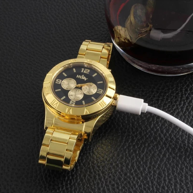 Watch Inflatable Lighter Fashion Metal Gas Windproof Portable Open Flame Lighter Smoking Cool Personality Gift