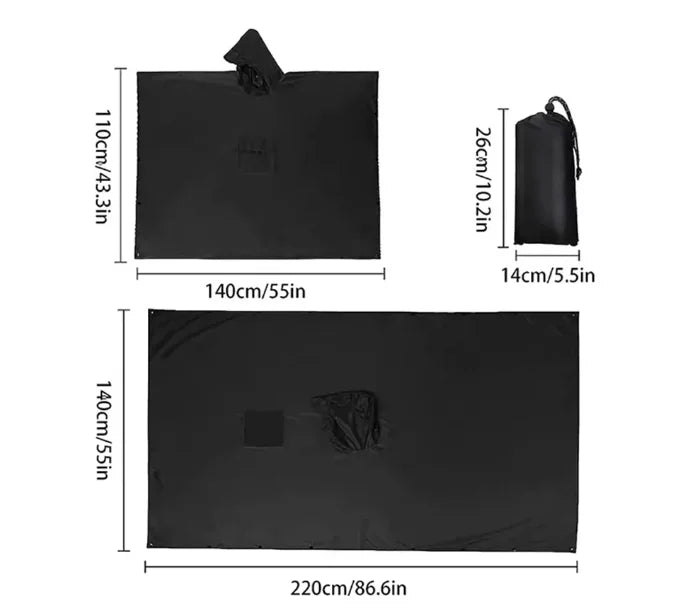 3 in 1 Military Camouflage Waterproof Rain Poncho with Hood
