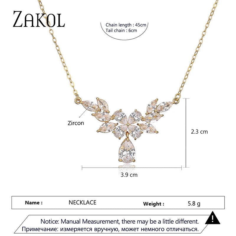 Luxury Clear AAA Cubic Zirconia Water Drop Pendant Necklaces