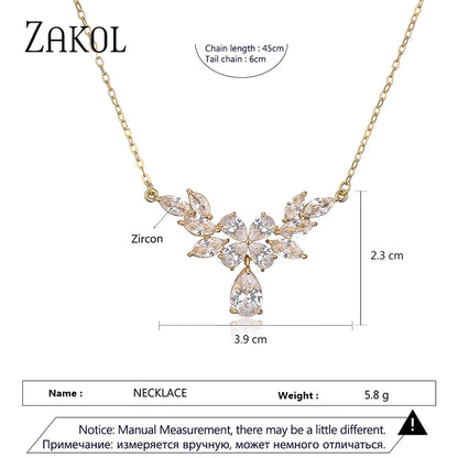 Luxury Clear AAA Cubic Zirconia Water Drop Pendant Necklaces