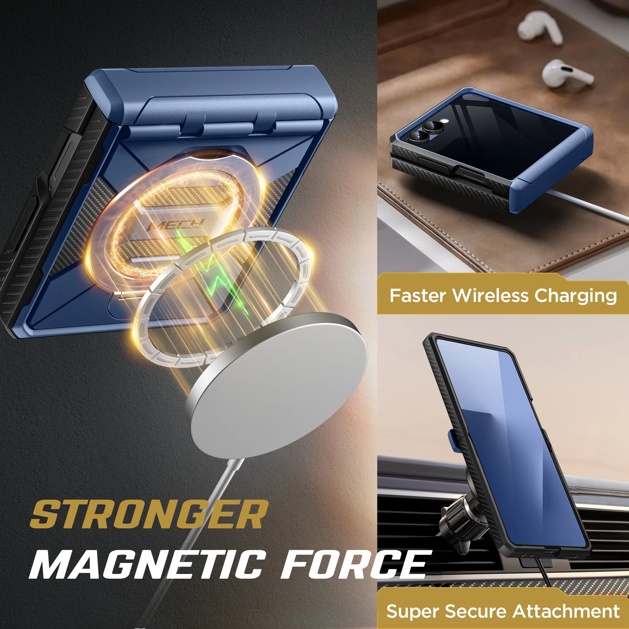 For Samsung Galaxy Z Flip 7 Case with 360° Spin  Ring Stand Built-in Privacy Screen Protector Full-Body Shockproof Cover