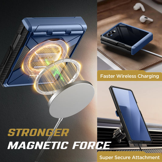 For Samsung Galaxy Z Flip 7 Case with 360° Spin Ring Stand Built-in Privacy Screen Protector Full-Body Shockproof Cover