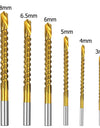6pc Cobalt Drill Bit Set Spiral Screw Metric Composite Tap Twist Drill Bit Set Multi-function Metal Special Tap Drill Bit