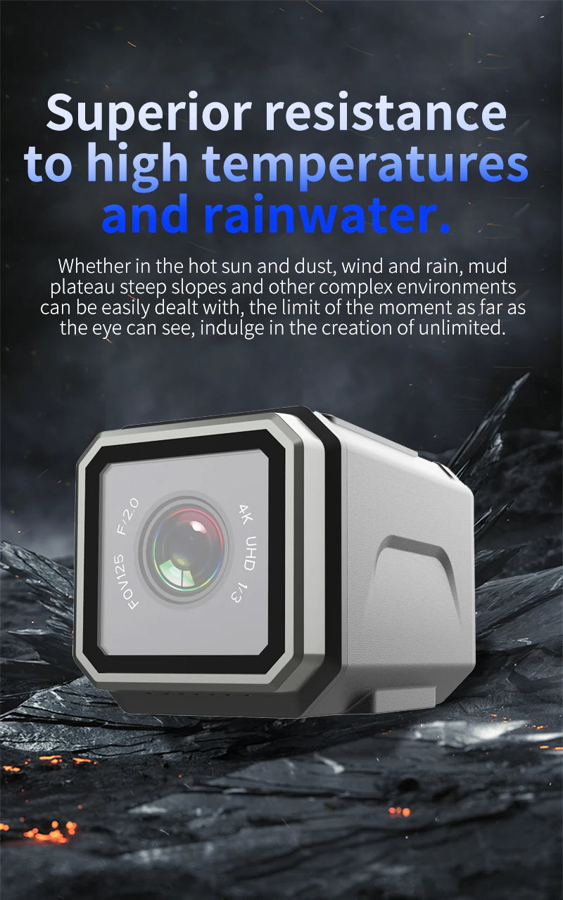 4K Ultra HD WiFi Mini Action Camera Wearable Helmet Bicycle Motorcycle Sports Camera with Wide Angle Lens and Built In Mic