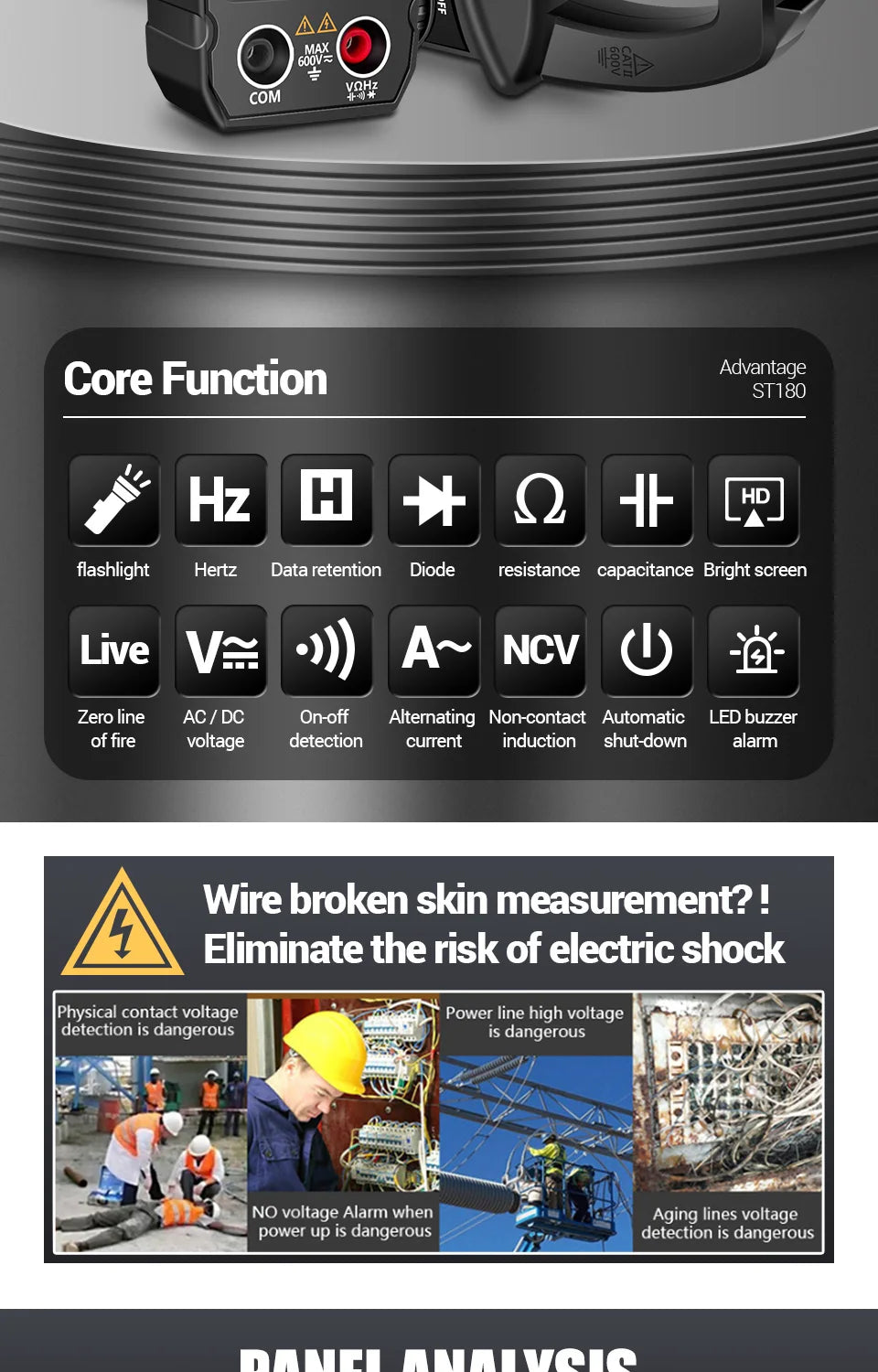 Smart Clamp Multimeter 600V Meter AC/DC Voltage Tester Ammeter Pliers Test Voltmeter Capacitance Ohm Current Tools