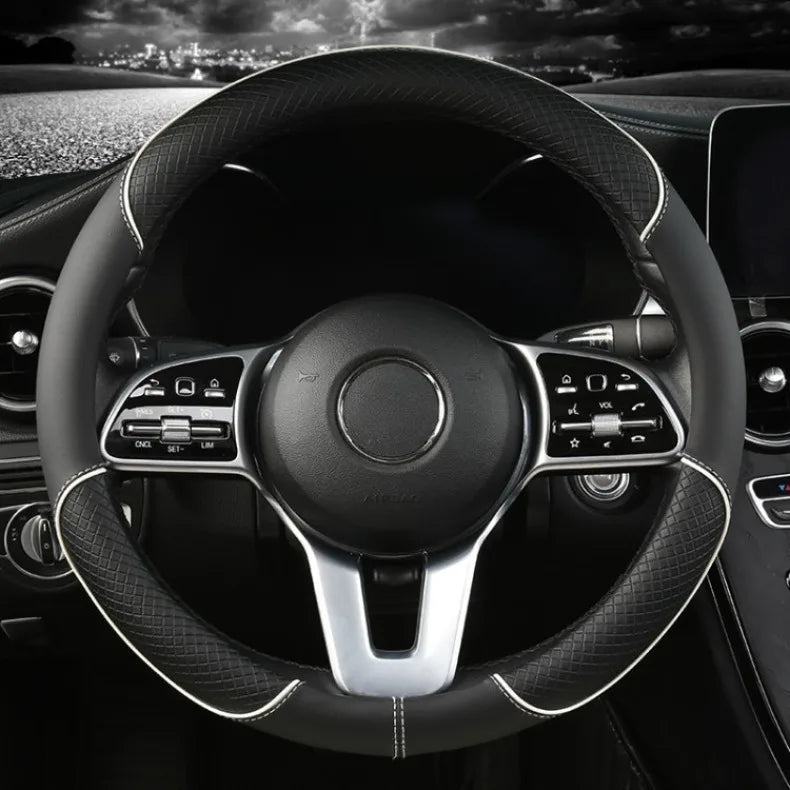 Universal Leather Diamond Steering Wheel Cover 37CM 38CM