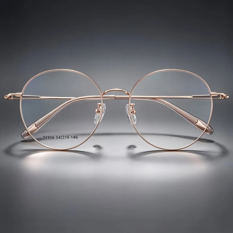 Retro Round Lightweight Alloy Eyeglasses Frames