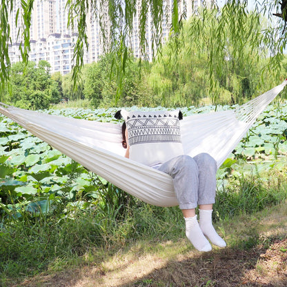 Super Comfortable Canvas Hammock Chair Durable Indoor/Outdoor Swing Seat for Garden, Patio, Camping, Home Leisure